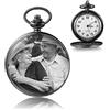 jewel Orologio Tasca Personalizzato con Foto e Testo Incisione Orologio da Tasca Vintage Liscio Orologio Classico per Uomo Donna Regalo per Compleanno Anniversario Festa del papà (Nero 2)