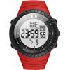 KXAITO Orologio sportivo da uomo, impermeabile, militare, con data, multifunzione, tattico, LED, sveglia, cronometro, per uomo 6256, Quadrante Bianco Con Banda Rossa, L, Militare