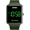 Gosasa Orologi da polso unisex di sport del silicone resistente all'acqua di modo dell'orologio digitale del quadrato LED, verde, Digital