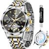 OLEVS Orologi automatici per gli uomini d'affari orologio meccanico in acciaio inossidabile impermeabile a carica automatica classico data lusso diamante orologio da polso, Orologi da uomo neri 21,