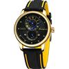 Forsining Orologio da uomo automatico meccanico a carica automatica cronografo sportivo orologi da polso in silicone per uomo moda business impermeabile, Yellow Black, cinturino