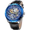 FORSINING Orologio da uomo meccanico a carica manuale, con scheletro, 20 mm, cinturino in pelle, alla moda, da lavoro, automatico, da polso