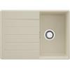 PRIMAGRAN Lavello da Cucina Beige 70x50cm, Lavandino in Granito a 1 vasca + Sifone Classico, Lavabo da Cucina Incasso al Mobile 40cm - Copenhagen Top S100