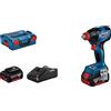 Bosch Professional 18V System Avvitatore a massa battente a batteria GDX 18V-210 C (coppia max. 210 Nm, 2 batterie GBA 18V 5.0Ah, caricabatteria rapido GAL 18V-40, in L-BOXX 136), Blue