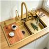 DSMRLEOP Cascata del lavello della cucina dell'oro, lavello da bar, 304 lavello in acciaio inossidabile, set di lavello domestico, lavello integrato con rubinetto rimovibile (Color : Gold, S : 80x45