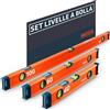 Presch Set di livelle a bolla 3 pz. - 40cm, 60cm e 100cm - Fiala infrangibile con pendenza 2% - Finestra di lettura verticale - Tappi antiscivolo innovativi