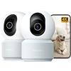 Anona 4K Telecamera WIFI Interno,Videocamera Sorveglianza Animali/Cani, 2Pz