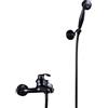ZYCDP Rubinetto Doccia da Muro Vintage Miscelatore monocomando per Vasca da Bagno Rubinetto da Parete per Vasca da Bagno con Doccetta, Nero Antico A