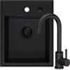 empiria SINK QUALITY SINK QUALITY - Set di lavello in granito con rubinetto, 40 x 50 cm, con rubinetto da cucina, sifone nero e impregnazione, lavello senza scolapiatti per mobiletti a partire da 40 cm di larghezza