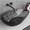 doporro Lavabo da Appoggio Ovale 63x34x17 cm Lavabo Piccolo per Bagno e WC Ospiti in Resina Trasparente Grigio
