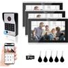 ANJIELO SMART Sistema citofonico dell'appartamento del videocitofono cablato,monitor a 10 pollici di tocco,campanello della macchina fotografica 1080P,5 in 1 sblocco per la villa domestica (1 Campanello +3 Monitor)