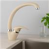 REPLOOD Rubinetto Miscelatore Canna Curva per Lavello Cucina - Monocomando Design Moderno in Finitura Avena Sabbia Beige | Miscelatore Elegante, Girevole a 360° per Cucina Moderna ed Elegante