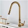 Generic Rubinetto da cucina vintage in ottone antico con doccetta estraibile e girevole a 360 gradi retrò rubinetto per lavello singolo per miscelazione acqua calda e fredda