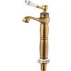 NoneDanGee Rubinetto in ottone antico per bagno, rubinetto da giardino, rubinetto per lavabo, miscelatore monocomando in ceramica, rubinetto da cucina, oro, altezza del beccuccio 22,5 cm
