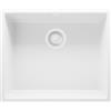 PRIMAGRAN Lavello sottotop Tutto Bianco 56x47cm, Lavandino in Granito a 1 vasca + Sifone Classico, Lavabo da Cucina al Mobile 60cm - London S304