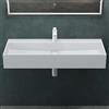 Mai & Mai Lavabo da Appoggio 100x40x14cm, Lavabo Bagno Sospeso Lavandino Bagno da Marmo Fuso con un Foro per la Rubinetteria, Bianco opaco, Colossum6028