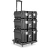 STAHLWERK Carrello portautensili con tre scatole: trolley portatile con manico telescopico, chiusure in metallo e ampio spazio di archiviazione, sistema di archiviazione flessibile per officina