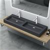 Mai & Mai Lavabo da Appoggio 140x48x13cm, Lavandino Bagno Colossum830 Lavabo da Marmo Fuso, due Fori per la Rubinetteria, Antracite opaco