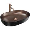 Rea - Lavabo Da Appoggio Cleo 61 In Ceramica,Rame Spazzolato Nero, Ovale 60,5X41X14cm
