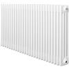 Monster Shop Radiatore Tradizionale a 4 Colonne 600 x 1190 mm Orizzontale Acciaio al Carbonio Riscaldamento Centrale Design Classico Bianco con Kit Fissaggio e Spazzola Pulizia
