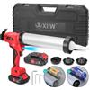 XIIW Set pressa per cartucce a batteria, fino a 7,840 N, siringa in silicone per cartucce da 310 ml, cilindro in gomma morbida, max 600 ml, regolabile in 6 livelli, con 2 batterie agli ioni di litio,