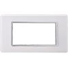 Electron PLACCHE IN VETRO, 4 MODULI/POSTI, COLORE BIANCO, COMPATIBILE CON VIMAR PLANA, DESIGN ELEGANTE E MODERNO, PER INTERRUTTORI/PRESE, SERIE CIVILE