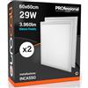 Eurocali 2x Pannello LED 29W 60x60cm Alta Efficienza 3950 lumen - Luce Bianco Freddo 6500K Fascio Luminoso 120° - ad incasso