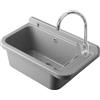 Inbagno Set Pilozzo Sospeso 60x34 Cm Grigio Pietra - Vasca Lavatoio In Resina Resistente Agli Acidi Con Porta Sapone - INCLUDE Miscelatore Canna Alta Cromo In Acciaio INOX E Kit Scarico