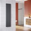 ELEGANT Radiatore di design a pannello, scaldasalviette, tubi verticali a sezione ovoidale, a doppio strato, con attacco centrale, colore: antracite, 350 x 1600 mm