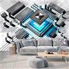 Yimesoy Carta Da Parati Personalizzata Per Foto 3D Tecnologia Intelligenza Artificiale Cpu Computer Circuit Board Poster Pittura Murale Soggiorno Murale 250Cm(W)×175Cm(H)