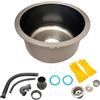 RUETERY Lavello rotondo da incasso in acciaio inox, 36 x 15 cm, con sistema di filtraggio, sistema fognario e 1 paio di guanti, piccolo lavandino per cucine, bagni, monolocali, caffetterie, occidentali