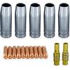 Vector Welding - Set di accessori per saldatura MIG MAG, 17 pezzi, accessori per saldatura, ugelli a gas, ugelli, ugello di alimentazione per bruciatori di saldatura MB15, misura Ø 0,8