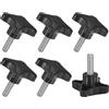 M METERXITY 6-Pack Manopole A Stella Di Bloccaggio, Filettatura Maschio M10x30mm Vite Di Serraggio Manuale Per Macchinari/Elettronica/Mobili/Base Ombrellone, Sostituzione [60mm, Nero]