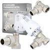 Instalguru Set di valvole termostatiche TRV Standard II, angolo 1/2, in ottone, controllo centrale, set completo, testa M30 x 1,5