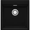 PRIMAGRAN Lavello da Cucina Nero 48x50cm, Lavandino in Granito a 1 vasca + Sifone Classico, Lavabo da Cucina Incasso al Mobile 50cm - Oslo Top S221