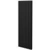 Monster Shop Radiatore a colonna ovale 1800mm x 600mm Designer Doppio pannello Termosifone Nero Acciaio Inclusi Spazzola per la pulizia Kit di fissaggio e staffe