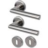bricoleva.it Maniglie Porta Interna in Cromo Satinato Disponibile in più Varianti vendute in coppia - Maniglia Tonda Cromo Satinata per Una Porta (Sara - 1 Coppia)