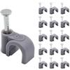 PHITUODA 100 pz 6 mm / 0,24 pollici mezzo morsetto J-Hook con chiodo, chiodi in cavo Ethernet cavo chiodi, graffette clip, grigio