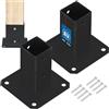 KOTARBAU® 2 pezzi Fissaggio Pali Legno - Supporto Per Pali In Legno - Staffa da Avvitare - Acciaio Verniciato a Polvere - 50x50 mm - Nero - Staffa Travi - Supporto Palo - Resistente per Esterni