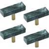 Woogim 4 pomelli quadrati verdi da 5,1 cm per mobili e armadietti, pomelli per cassetti in ottone marmo verde per cucina, bagno, camera da letto