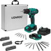 VONROC Trapano Avvitatore 20V - 19+1 Impostazioni, 25Nm, LED, Softgrip, Senza Batteria e Caricabatterie (Incl. 2x 2.0Ah batteria, valigetta accessori)