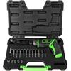 Charging Racer JBM Cacciavite Elettrico Professionale con Set 16 Punte, Kit Avvitatore a Batteria in Valigetta, Impugnatura Ergonomica Verde e Nero, Include 10 Punte da 1 Pollice e 5 Bussole Esagonali