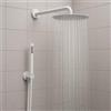 OGOMONDO Set Doccia Completo, Soffione Tondo 250mm con Doccetta, Braccio 35cm, Finitura Bianco Opaco, Acciaio Inox