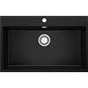 PRIMAGRAN Lavello da Cucina Nero 78x50cm, Lavandino in Granito a 1 vasca + Sifone Classico, Lavabo da Cucina Incasso al Mobile 80cm - Riga S395