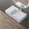 doporro Lavabo Bagno Sospeso Lavabo da Appoggio Rettangolare in Marmo Resina Bianco Lucido, Vasca a Destra 75x43x14 cm con 1 Foro Rubinetto e Piletta Scarico, Colossum12