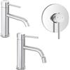 Inbagno Coppia rubinetto lavabo bidet e doccia in acciaio inox cromato, scarico universale click clack e corpo incasso incluso, NUEGO