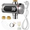 WOONEKY Rubinetto Elettrico Istantaneo Scalda Acqua Istantaneo in Acciaio Inossidabile per Cucina con Display Led, Rotabile, Set da 1