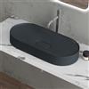 doporro Lavabo da Appoggio Lavandino Bagno 70 cm in Resina Minerale Antracite Opaco Effetto Loto, Senza Foro Rubinetto Colossum826