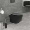 ECD Germany WC Sospeso a Muro 49 cm senza Bordo Nero Opaco Nano Rivestimento Gabinetto Sospeso a Parete con Sedile Estraibile Duroplast Chiusura Ammortizzata Toilette Coprisedile Sanitari Bagno