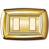 Electron PLACCHE IN TECNOPOLIMERO, COMPATIBILE CON BTICINO MAGIC, 2 MODULI/POSTI DISTANZIATI, COLORE ORO, ALTA QUALITA', ARROTONDATE, DESIGN CLASSICO, PER INTERRUTTORI/PRESE